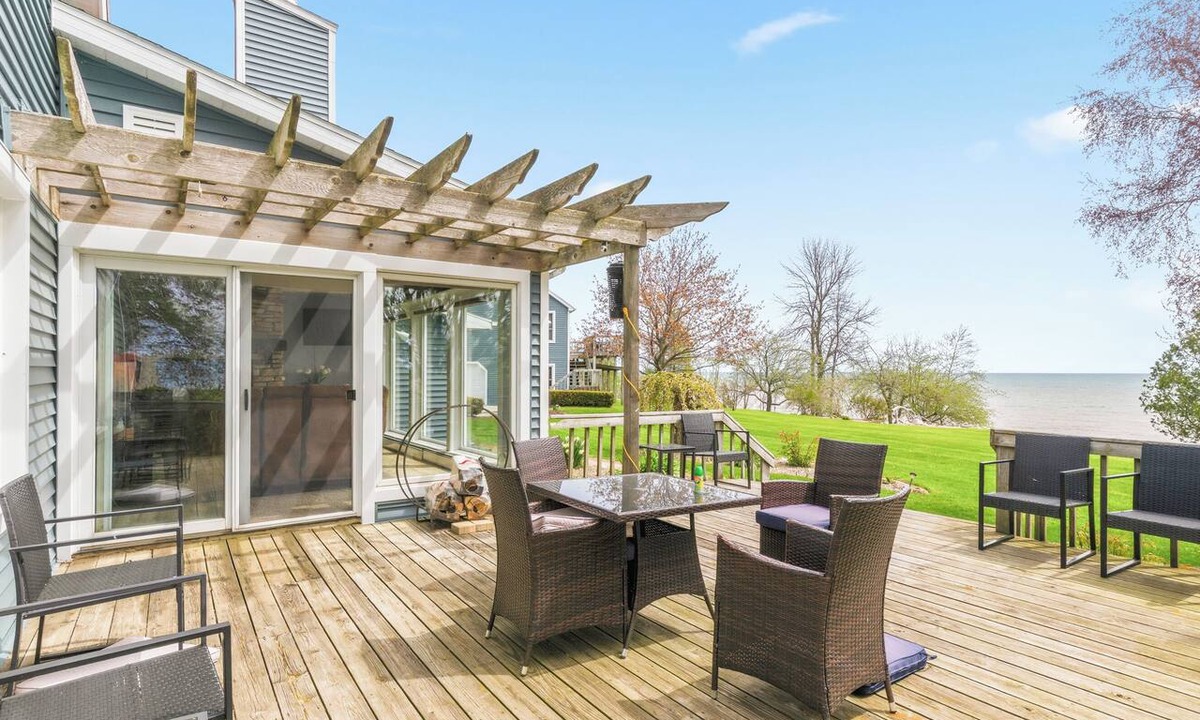 Algoma House | Deck + Fire Pit: Waterfront Lake Michigan Escape