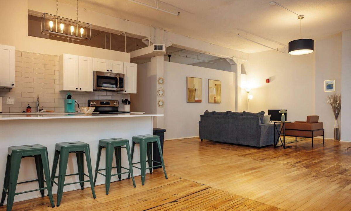 River Market Apartment | Spacious Industrial Loft Walk to Everything