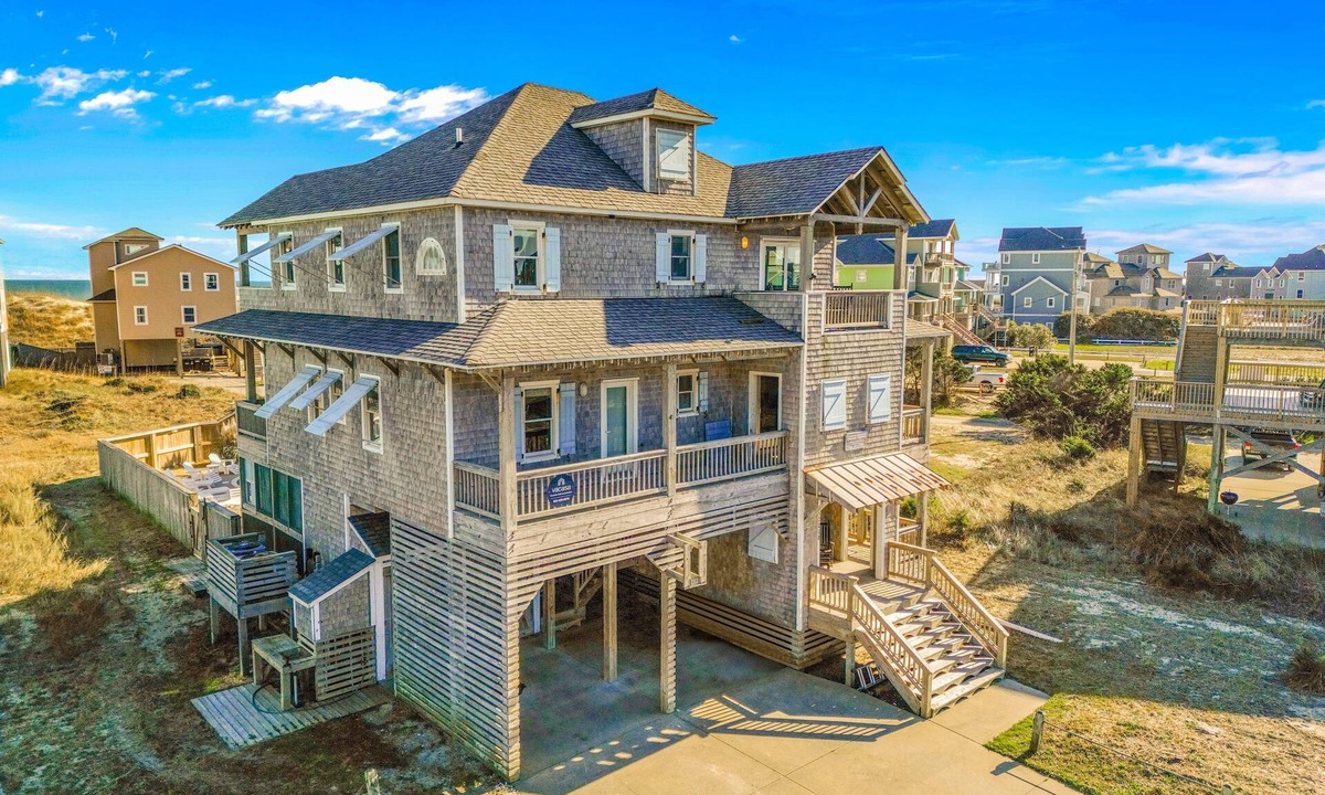 Hatteras House | Sprawling & luxe home with pool, hot tub, balconies, grill, game room, & AC