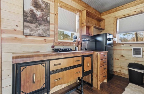Garrison Cabin | BEAR Necessities tiny home, outdoor theater w/hottub!