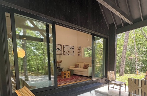 Altamont Ski Chalet | Black Sparrow is a new, perfect, 2-bedroom, 2-bath wooded chalet on private lake