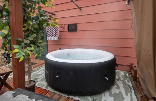 Necedah Cabin | Cozy cabin with 1 bedroom and blow up hot tub & AC in soothing Necedah