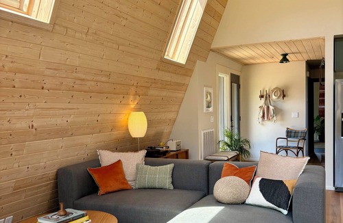 Story Cabin | Garden Lane A-frame cabin right on Irons Fork river