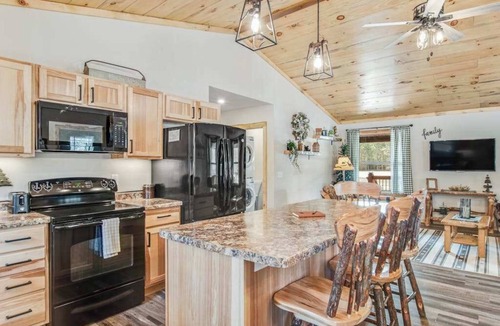 Arkdale House | Inviting home with game room, firepit, full kitchen, & W/D