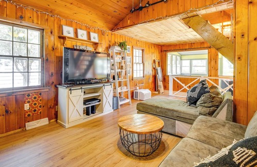 Lake Luzerne-Hadley Cabin | Riverfront Hadley Getaway w/ Fire Pit & Boat Dock!