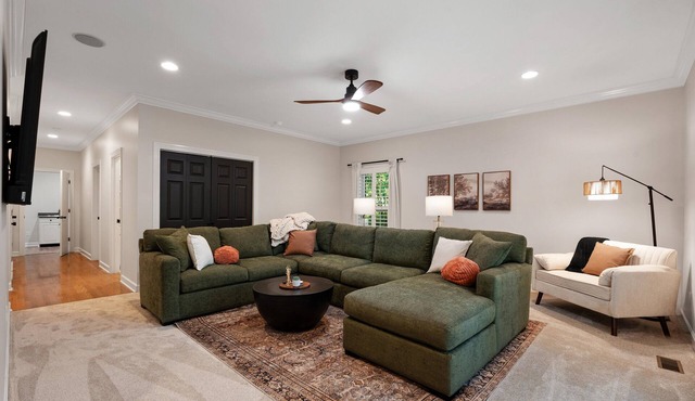 2 car garage, dedicated office, multiple outdoor spaces and living spaces