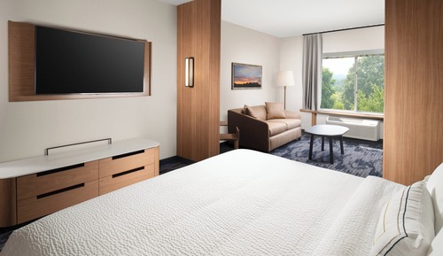 Suite, 1 King Bed with Sofa bed, Hearing Accessible (Roll-in Shower)